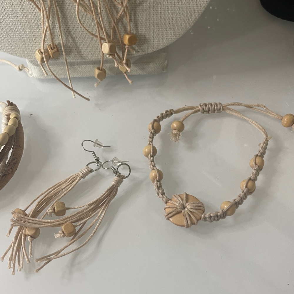 5pc Set Macrame Bracelets, Necklace, Earrings. - image 5